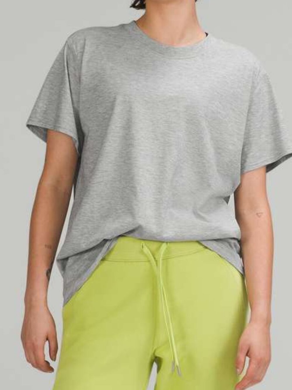Lululemon All Yours Cotton T-Shirt Heathered Core Medium Grey size 12